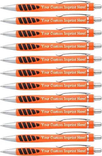 Miniatura 7 de ExpressDesigns™ - Su nombre o huella en nuestro bolígrafo Addison impreso personalizado - Agarre de goma para escribir comodidad y control, tinta