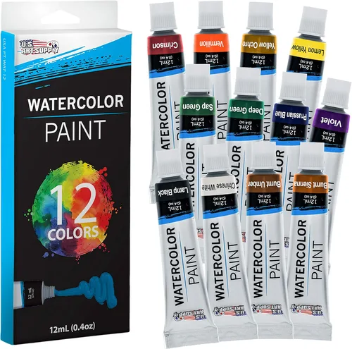 Miniatura 9 de U.S. Art Supply - Juego de pintura de acuarela de 36 colores, tubos profesionales de 12 ml, pigmentos vibrantes - Juego de pintura de acuarela