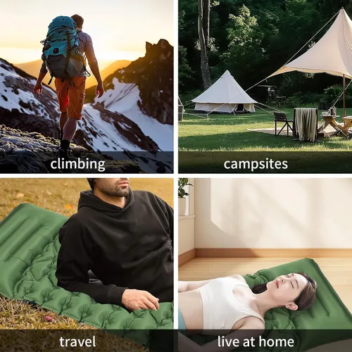 Miniatura 7 de Almohadilla de dormir para camping, almohadilla de dormir autoinflable con almohada incorporada bomba de pie, almohadillas inflables ultraligeras