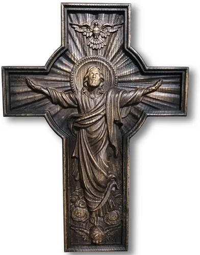 Crucifijo de madera Crucifijo Salvador Jesús. Cruz católica tallada en madera religiosa. regalo cristiano grande