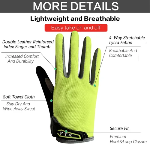 Miniatura 3 de FINGER TEN Guantes de ciclismo para niños y niñas y jóvenes, par de dedos completos, ciclismo de motocross, pantalla táctil, bicicleta de montaña