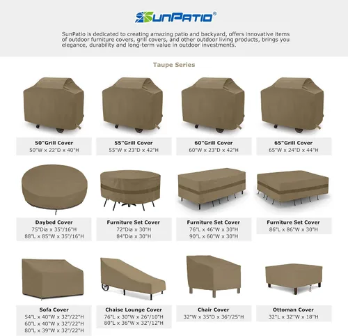 Miniatura 8 de SunPatio Fundas impermeables para sofá de patio, fundas resistentes para muebles de exterior, fundas de sofá biplaza con ventilación de aire/correas