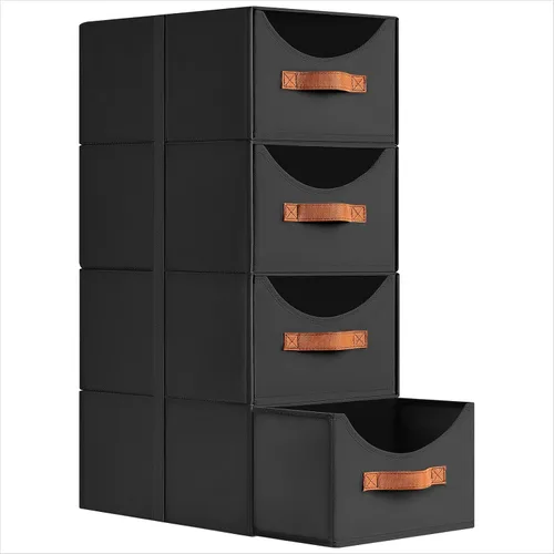 Miniatura 23 de Homsorout Cajones de almacenamiento apilables, contenedores de almacenamiento plegables con cajones, paquete de 8 cestas organizadoras de estantes
