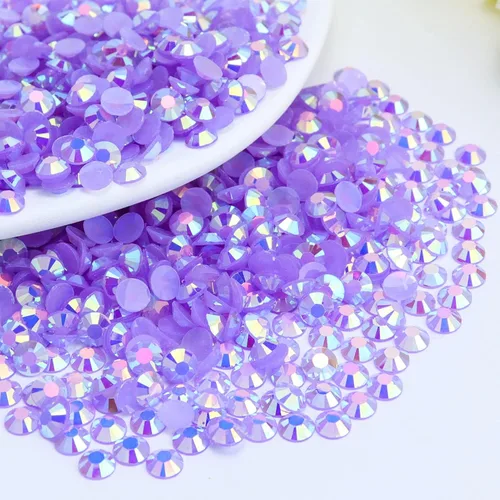 Miniatura 12 de 2000 piezas de brillantes de resina con parte trasera plana de 4 mm, brillantes de resina de gel AB azul claro/azul cielo para tazas, botellas, Azul