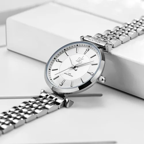 Miniatura 3 de SHENGKE SK Classic - Reloj de vestir para mujer, correa de acero inoxidable sólido