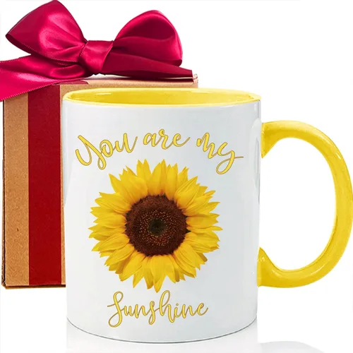 Taza de café con diseño de girasol, con texto en inglés "You Are My Sunshine Sunflowers", regalo para novia, mamá, papá, pareja, hija, amigo,