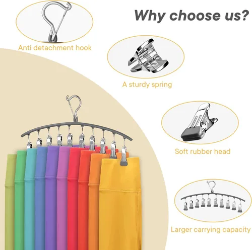 Miniatura 4 de Organizador de leggings para armario, paquete de 2 ganchos de núcleo de acero ArtHonor con clips con capacidad para 20 leggings, pantalones, jeans