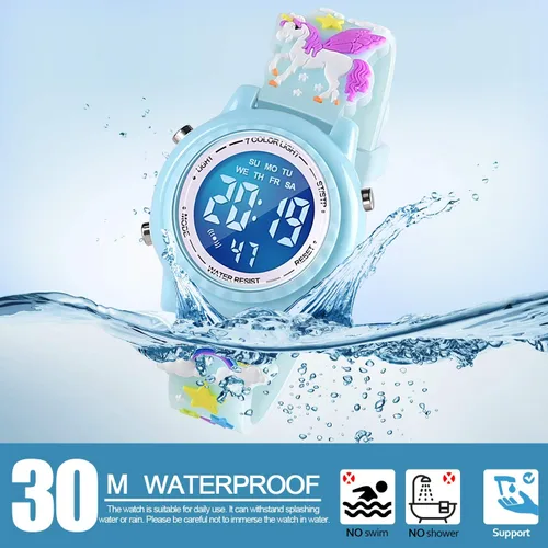 Miniatura 4 de Relojes impermeables de dibujos animados 3D para niños con alarma, los mejores regalos de juguetes para niñas de 3 a 10 años