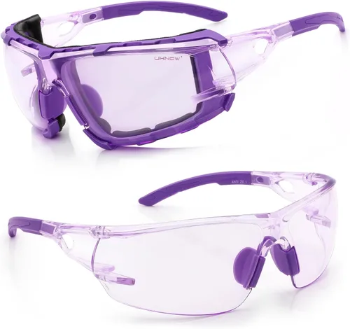 Miniatura 12 de UKNOW Gafas de seguridad – Lentes envolventes antivaho – Junta de espuma extraíble – Anteojos protectores ANSI Z87.1 – Resistente a los impactos