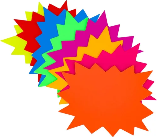 YWFAFO 400 letreros Neno, etiqueta fluorescente, letreros de explosión de estrellas, letreros de venta al por menor, papel para tiendas minoristas,