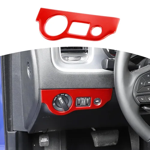 Miniatura 10 de RT-TCZ para Dodge Challenger 2015 en adelante, Panel de interruptor de faro Challenger, Cubierta de recorte para interior azul, Accesorios 1 pieza