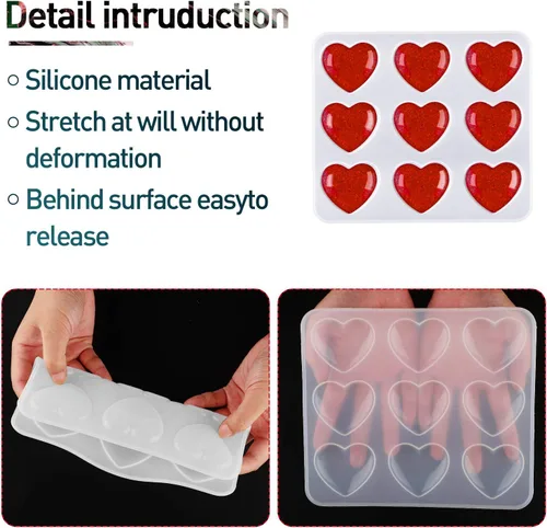 Miniatura 3 de WILLBOND Molde de resina de corazón, moldes de silicona de resina de corazón para el día de la madre, regalos de fiesta de bricolaje para mamá