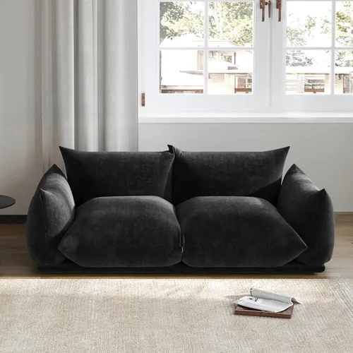 Miniatura 21 de Sofá de nube de asiento profundo de 77 pulgadas, moderno sofá modular de chenilla, sofá modular de 2 asientos con cojines gruesos de felpa y otomana