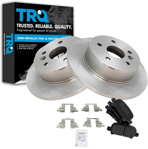 Miniatura 37 de TRQ Juego de pastillas de freno semimetálicas traseras y rotores compatibles con Chevrolet Trailblazer 02-06 Trailblazer EXT 04-06 SSR 02-07 GMC