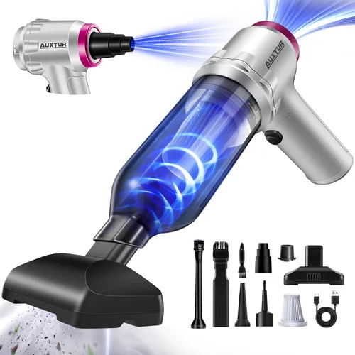 Aspirador de mano inalámbrico portátil con 15000 PA, 120 W, motor sin escobillas, mini aspiradora para automóvil y hogar Plateado