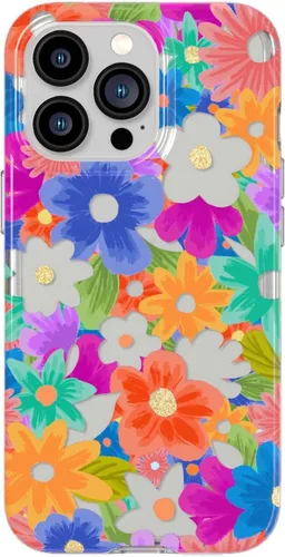 tech21 Evo Art Cutout Flora - Funda protectora para iPhone 13 Pro con diseño exclusivo de purpurina y protección contra caídas de 12 pies Flora