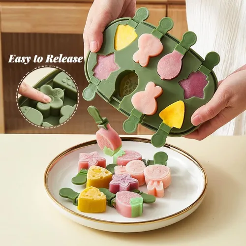 Miniatura 4 de Juego de moldes para paletas con palillos, recipiente apilable de silicona para helados, moldes para helados, accesorios de cocina, fácil 8