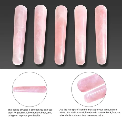 Miniatura 2 de Herramienta hecha a mano JOVIVI, rosa natural con motivos en relieve Gua Sha, para masaje Wand y terapia con acupuntura o tratamiento con agujas