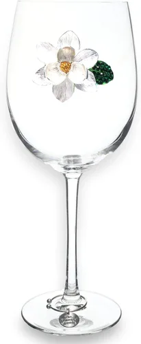 THE QUEENS' JEWELS Magnolia - Copa de vino con tallo con joyas, 21 onzas, regalo único para mujeres, cumpleaños, lindo, divertido, sin pintar,