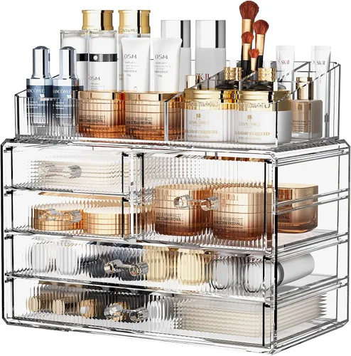 Miniatura 11 de ZHIAI Organizador Cosmético Apilable, Organizador Cosmético de Acrílico para Cómoda, Tocador, Gabinete de Cocina, Baño, Debajo del Fregadero