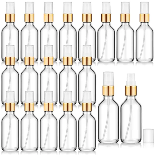Miniatura 8 de Tessco for you 20 botellas de vidrio con atomizador de perfume vacías, rellenables, transparentes, decorativas, con bomba pulverizadora de niebla