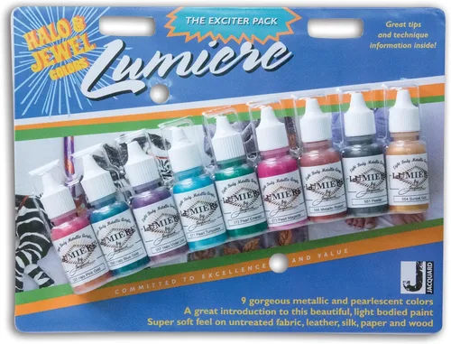 Miniatura 54 de Jacquard Lumiere Pintura para Tela de 2.25oz Turquesa Nacarado - Pintura Metálica para Tela, Cuero, Lienzo, Papel y Madera - Pintura Acrílica