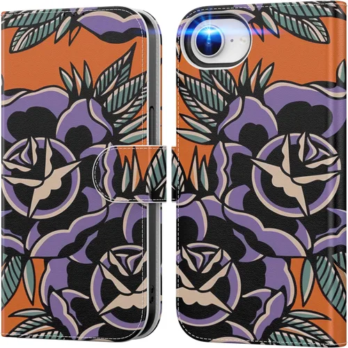 Miniatura 86 de DEENAKIN Funda tipo cartera para iPhone 15 con tarjetero + clip para efectivo, bloqueo RFID, protección contra caídas de grado militar y obras