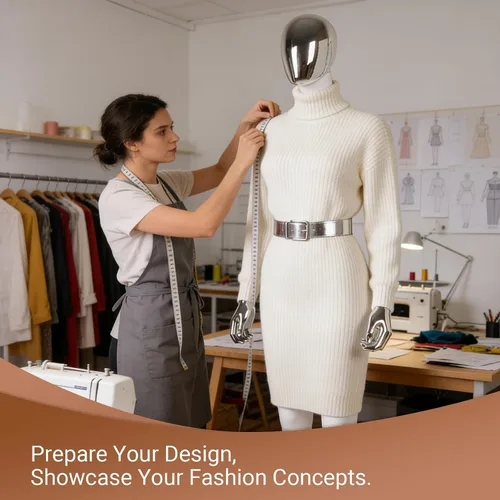 Miniatura 6 de Kinfant Maniquí femenino de cuerpo completo, elegante maniquí femenino alto con base de metal estable, pantalla de forma de vestido de manne quin