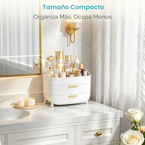 Miniatura 5 de Vtopmart - Organizador de maquillaje y cuidado de la piel de 3 niveles con cajones para tocador y encimera de baño, gran caja de almacenamiento