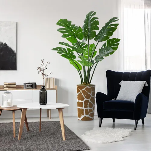Miniatura 17 de Árbol artificial en maceta contemporánea, palmera tropical areca artificial de seda para decoración del hogar en interiores y exteriores, altura