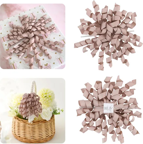 Miniatura 15 de AIMUDI Lazos Blancos de 4" Lazos Blancos Burst Lazos de Cinta Rizada Autoadhesivos para Envolver Regalos Cinta Grosgrain Lazos con Amarre Torcido