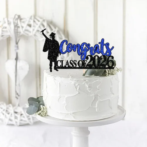 Miniatura 4 de 1 paquete de decoración para tarta de graduación para niña, con purpurina, para diploma, decoración para adultos mayores 2026, para niñas, escuela