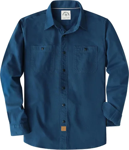 Miniatura 15 de Dubinik® Chambray - Camisa de trabajo de algodón de manga larga para hombre, con 2 bolsillos, casual, con botones