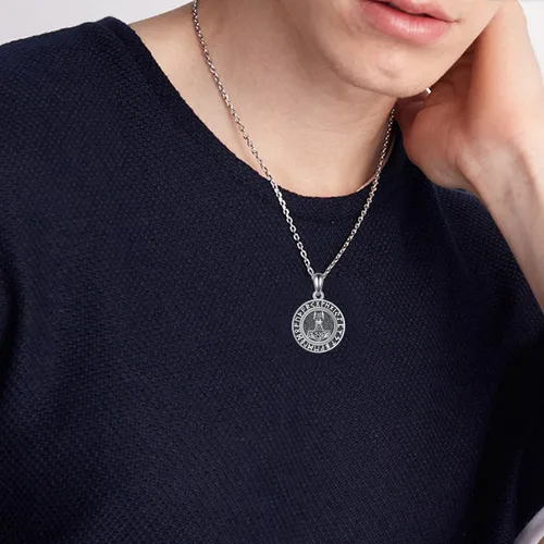 Miniatura 3 de VONALA Collar de Halloween de plata de ley con diseño de calavera pirata, martillo de Thor, collar de brújula para hombres, collar de urna