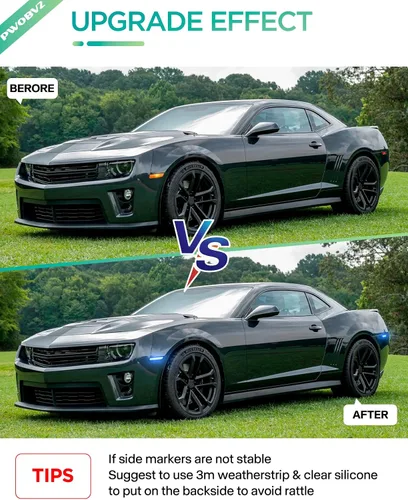Miniatura 4 de Luz de Marcador Lateral Azul Compatible para 5ta Generación Chevy Camaro 2010 2011 2012 2013 2014 2015, Luces de Parachoques Delanteras y Traseras
