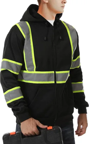 Miniatura 2 de SKSAFETY Hi Vis - Sudaderas con capucha de seguridad para el trabajo para hombre, chaqueta con capucha reflectante de alta visibilidad de clase 3