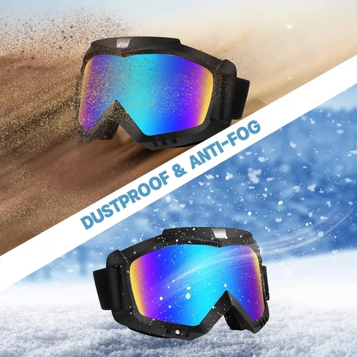 Miniatura 4 de Paquete de 2 gafas de motocross – Motocicleta, ATV, equitación, esquí, resistente al viento gafas de carreras