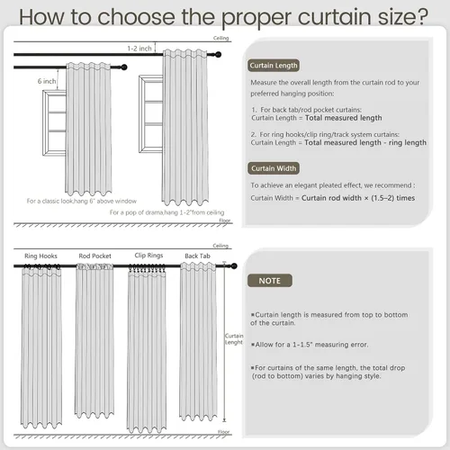 Miniatura 8 de UHITECH Cortinas cortas de lino de 24 pulgadas de largo para ventanas pequeñas de granja, cortinas opacas modernas para sala de estar, pestañas