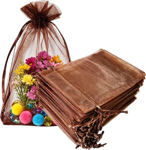 Miniatura 20 de Paquetes de 50 bolsas de organza de regalo de 4 x 6 pulgadas, cordón negro a granel para baby shower, Navidad, cumpleaños de profesores, recuerdos
