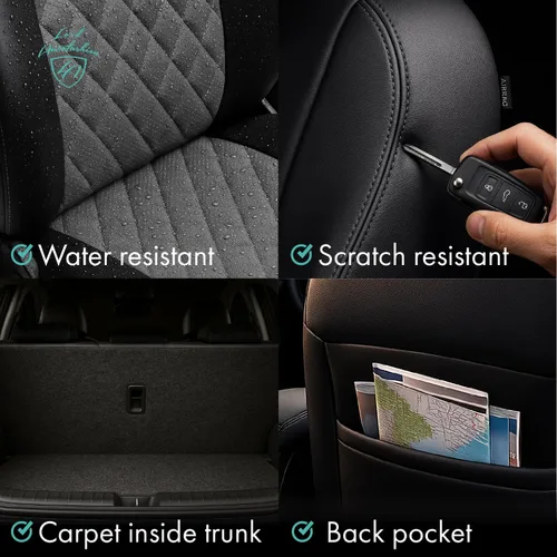 Miniatura 6 de Lord AutoFashion - Fundas de asiento para Toyota Tacoma 2016-2023 Turin Diamond de ajuste personalizado, impermeables, de cuero ecológico, diseño