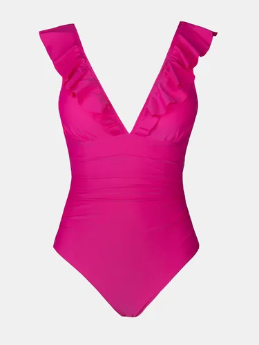 Miniatura 4 de CUPSHE - Traje de baño de una pieza con volantes, cuello en V y cordón para mujer