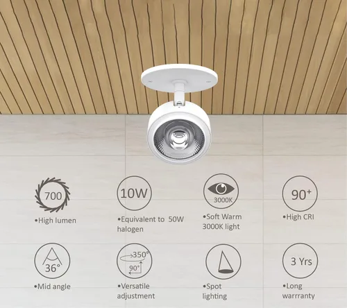 Miniatura 5 de Foco LED moderno, accesorio de iluminación monopoint de acento para interiores, 10 W, 3000 K, para estantería, galería de arte, dormitorio, sala