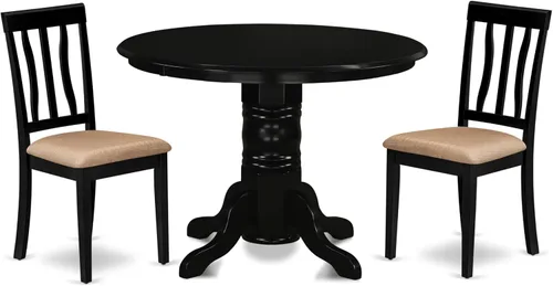 Miniatura 12 de East West Furniture SHAN5-BLK-C - Juego de mesa y sillas de cocina de 5 piezas, incluye una mesa de comedor redonda con pedestal y 4 sillas