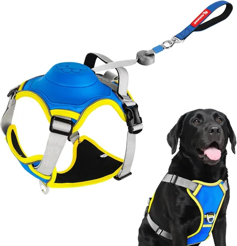 Miniatura 10 de Arnés para perro sin tirones, arnés retráctil 2 en 1 con bloqueo automático, malla reflectante transpirable y asa, juego de correa ajustable