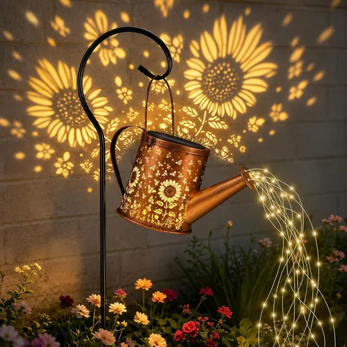 Luz de regadera solar, lámpara colgante alimentada por energía solar, luces de paisaje decorativas para jardín, decoración de jardín impermeable