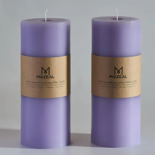 Miniatura 45 de MOZEAL Velas grandes sin perfume vertidas a mano de 3 x 8 pulgadas, sin humo, juego de 2, combustión lenta, sin goteo, aproximadamente 150 horas