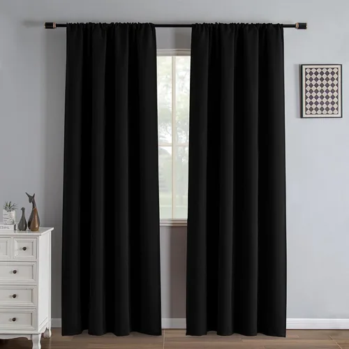 Miniatura 82 de IGEMAEVE Cortinas 100% opacas de 108 pulgadas de largo para dormitorio, juego de 2 paneles de cortinas opacas con bolsillo para barra y pestaña