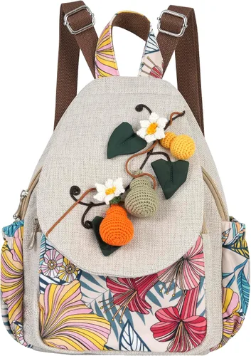 Miniatura 172 de HUANGGUOSHU Mochila de algodón tejida de algodón bohemio con bordado de lona estilo bohemio con múltiples bolsillos retro linda mochila cartera