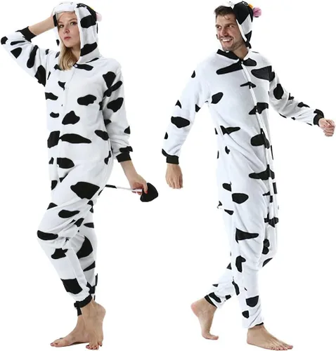 Miniatura 2 de DarkCom Unisex Adult Cow Onesie Halloween Costume One Piece Animal Pajamas Women Men Sleepwear Christmas Pajamas