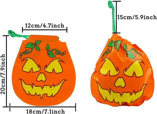 Miniatura 2 de CCINEE 24 bolsas de golosinas con cordón, 12 estilos de bolsas de golosinas de Halloween para niños, suministros de fiesta de truco o trato